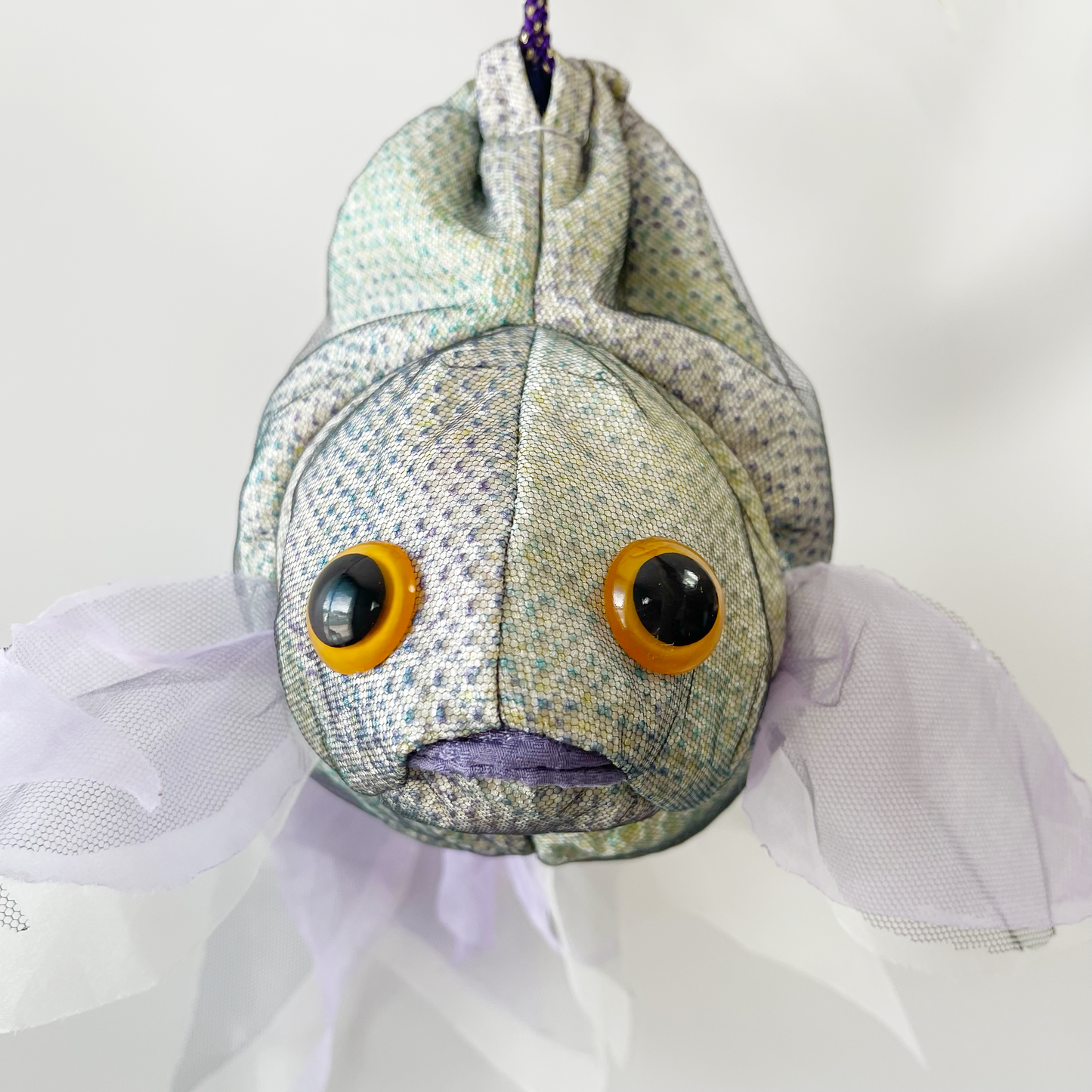 金魚バッグ 絞り着物 緑紫