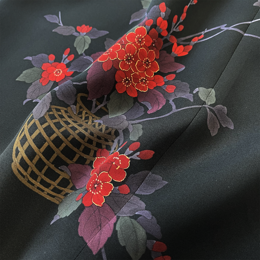 正絹 反物仕立て チャイナ風ロングワンピース