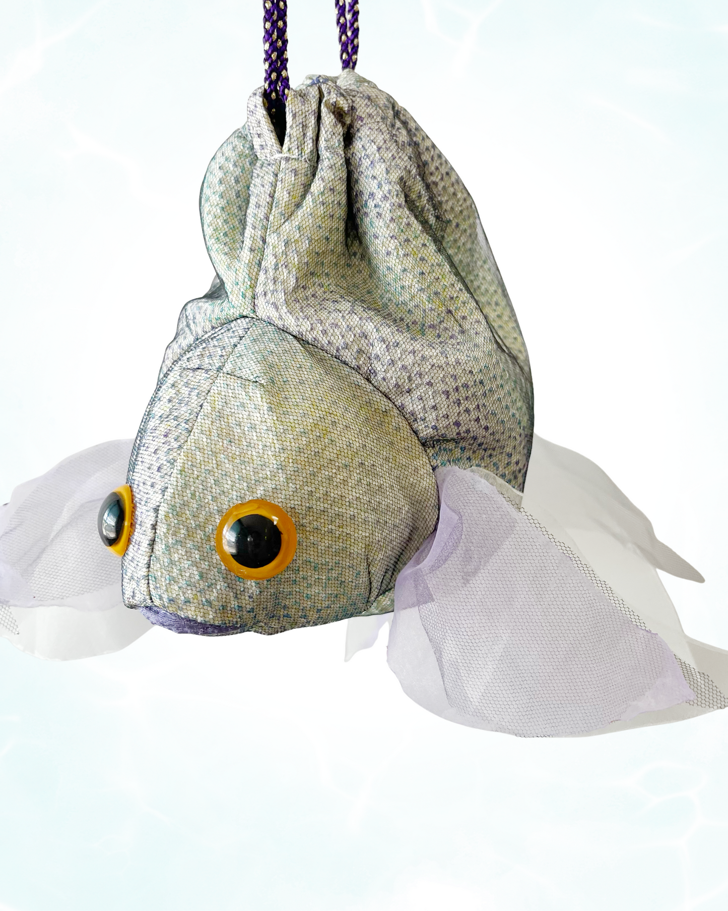 金魚バッグ 絞り着物 緑紫