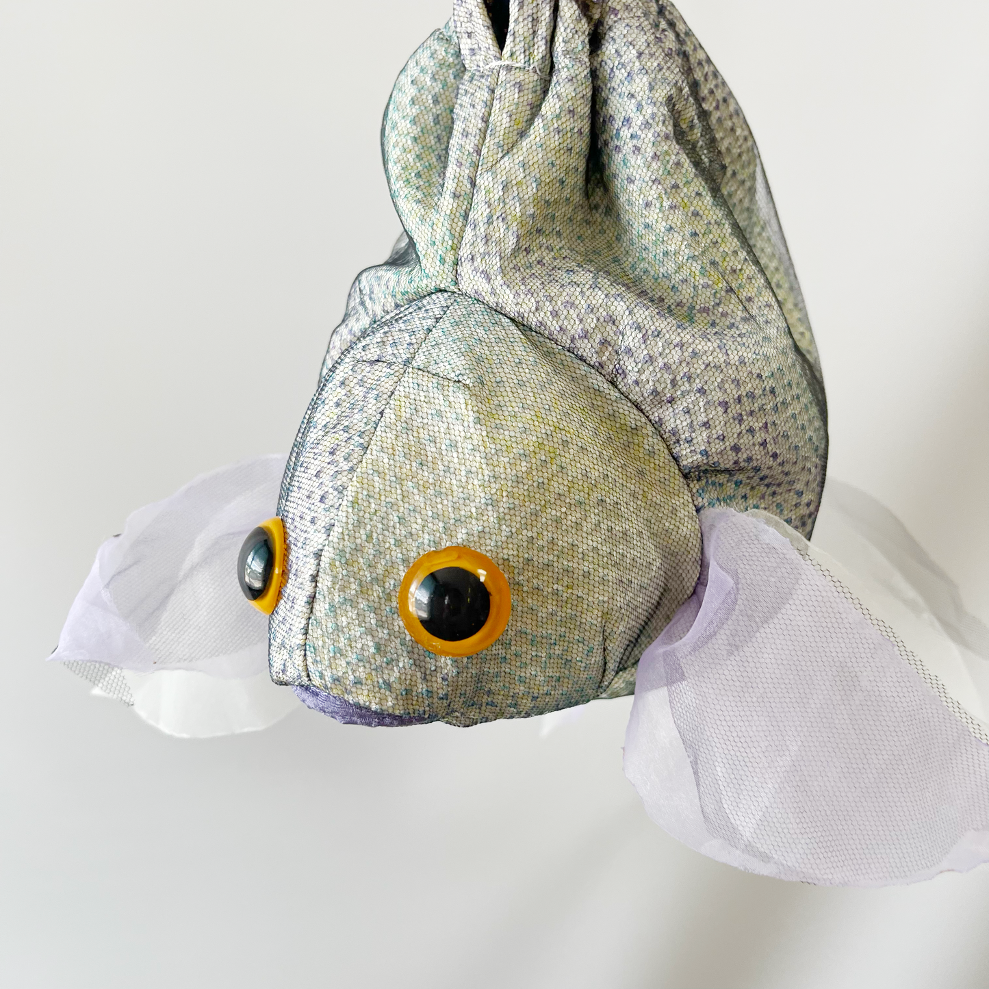 金魚バッグ 絞り着物 緑紫