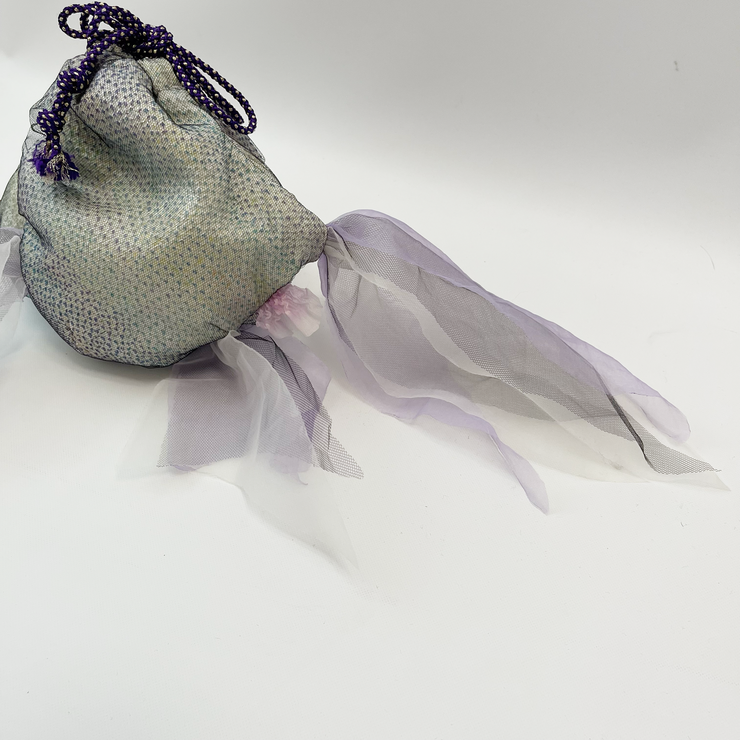 金魚バッグ 絞り着物 緑紫
