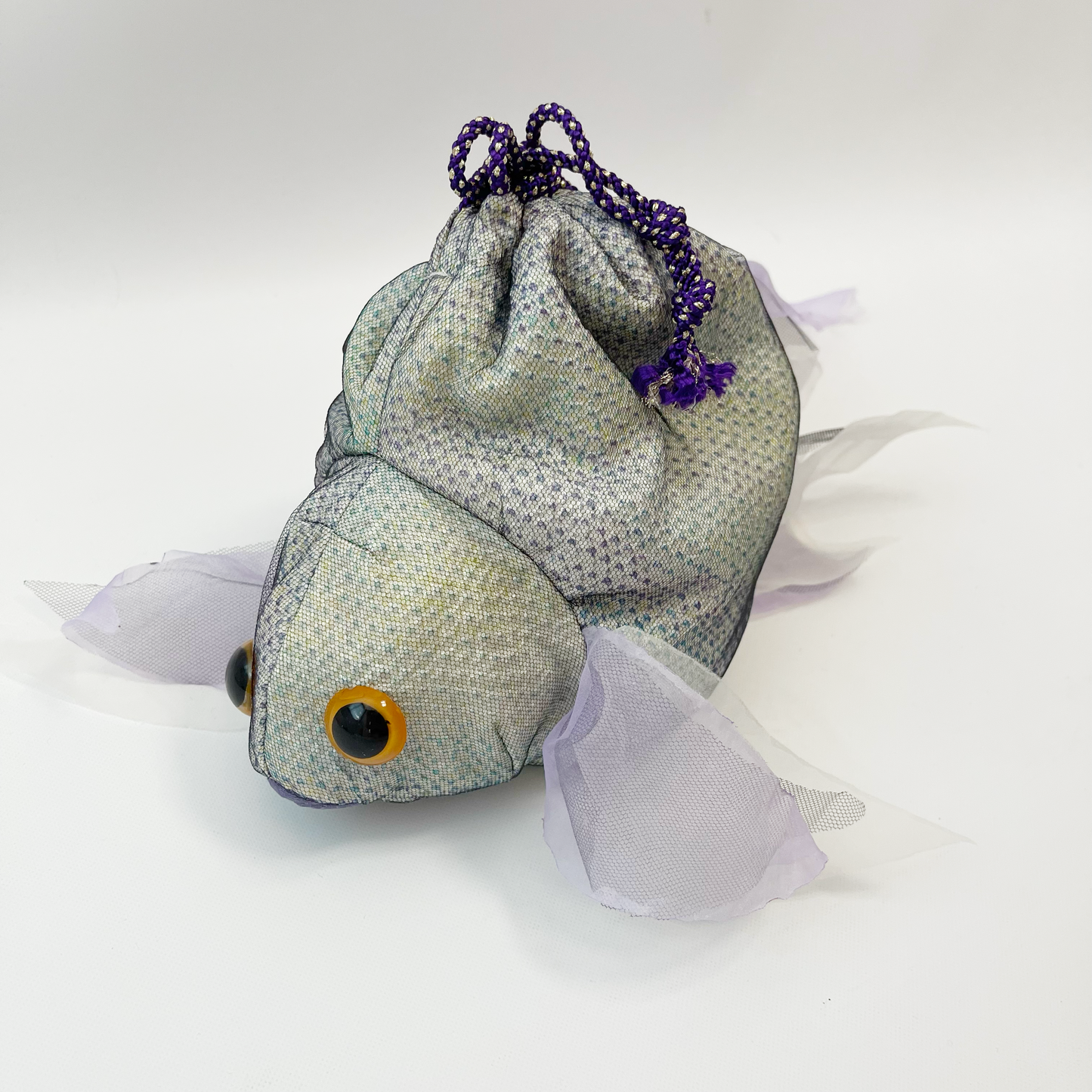 金魚バッグ 絞り着物 緑紫