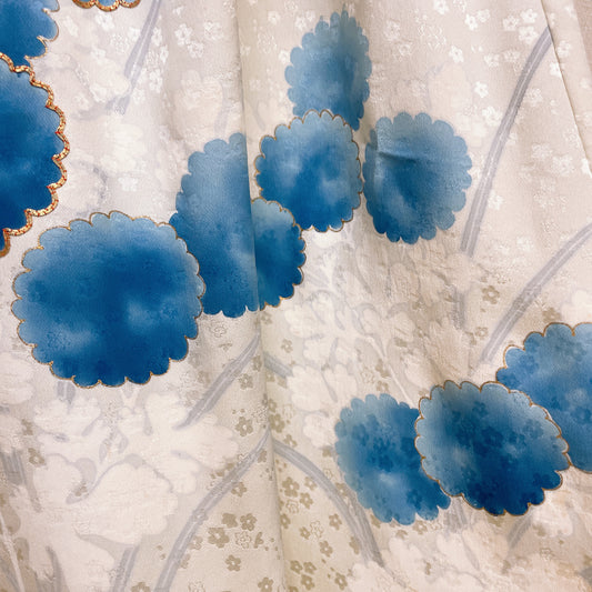 雲龍 丹後縮緬 秀逸青白 和で魅せるフレアーワンピース