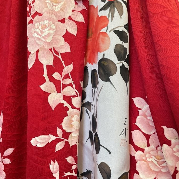 紅花の奏 ロング半袖ワンピース