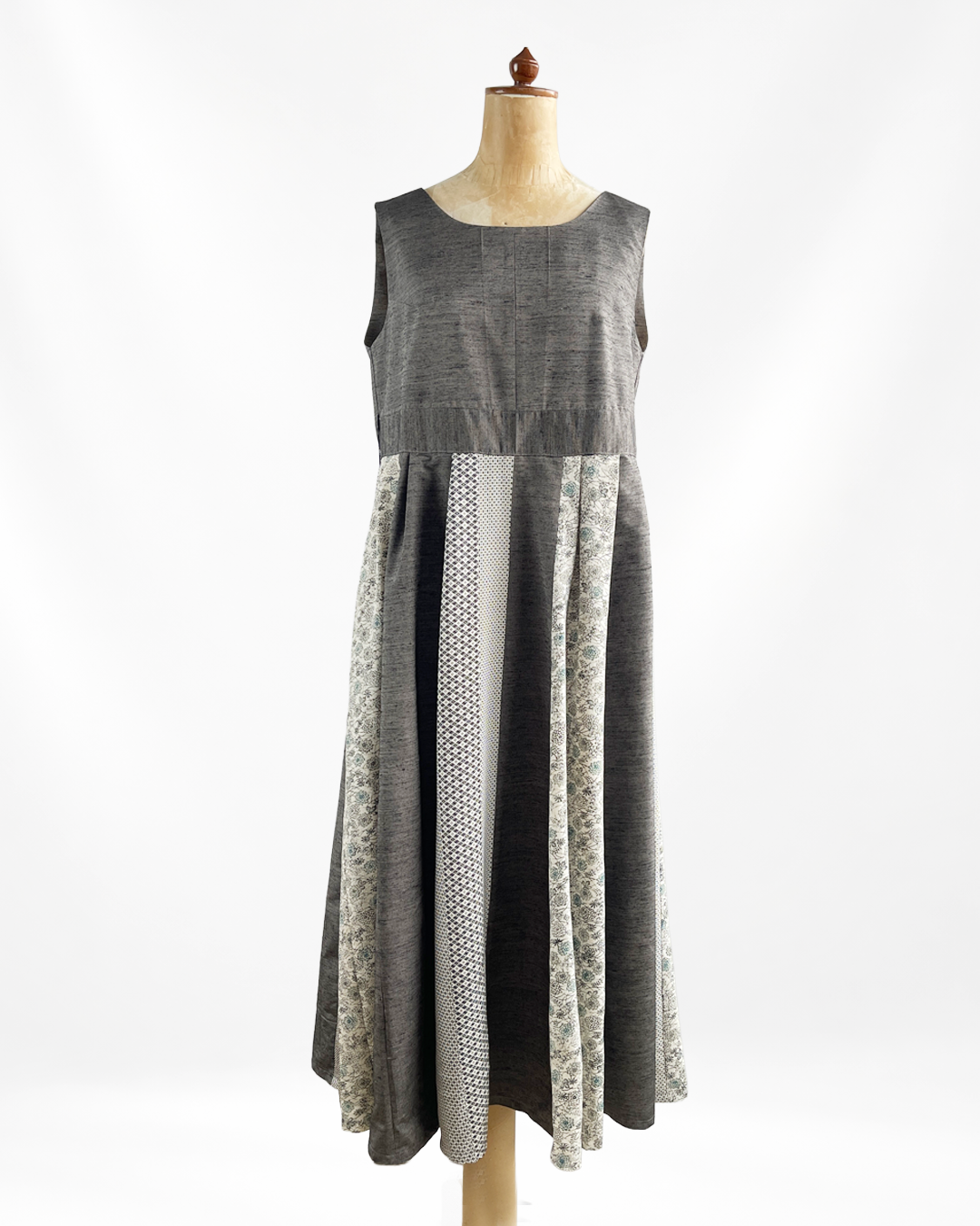 紬絹×古典柄 パッチワークワンピース  B80314