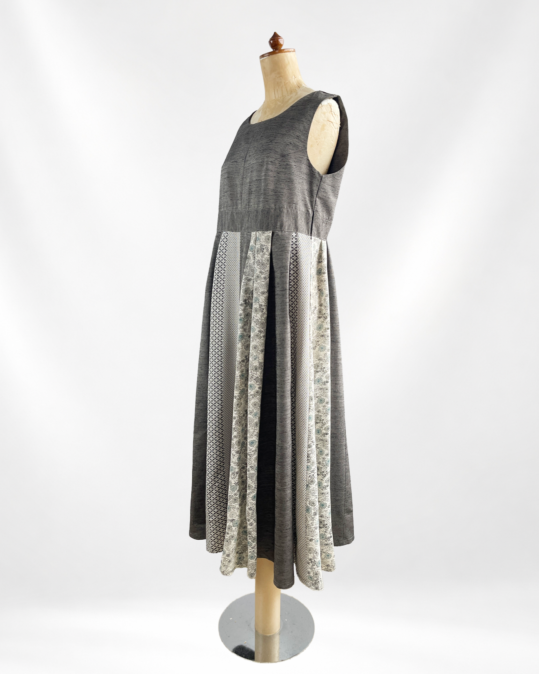 紬絹×古典柄 パッチワークワンピース  B80314