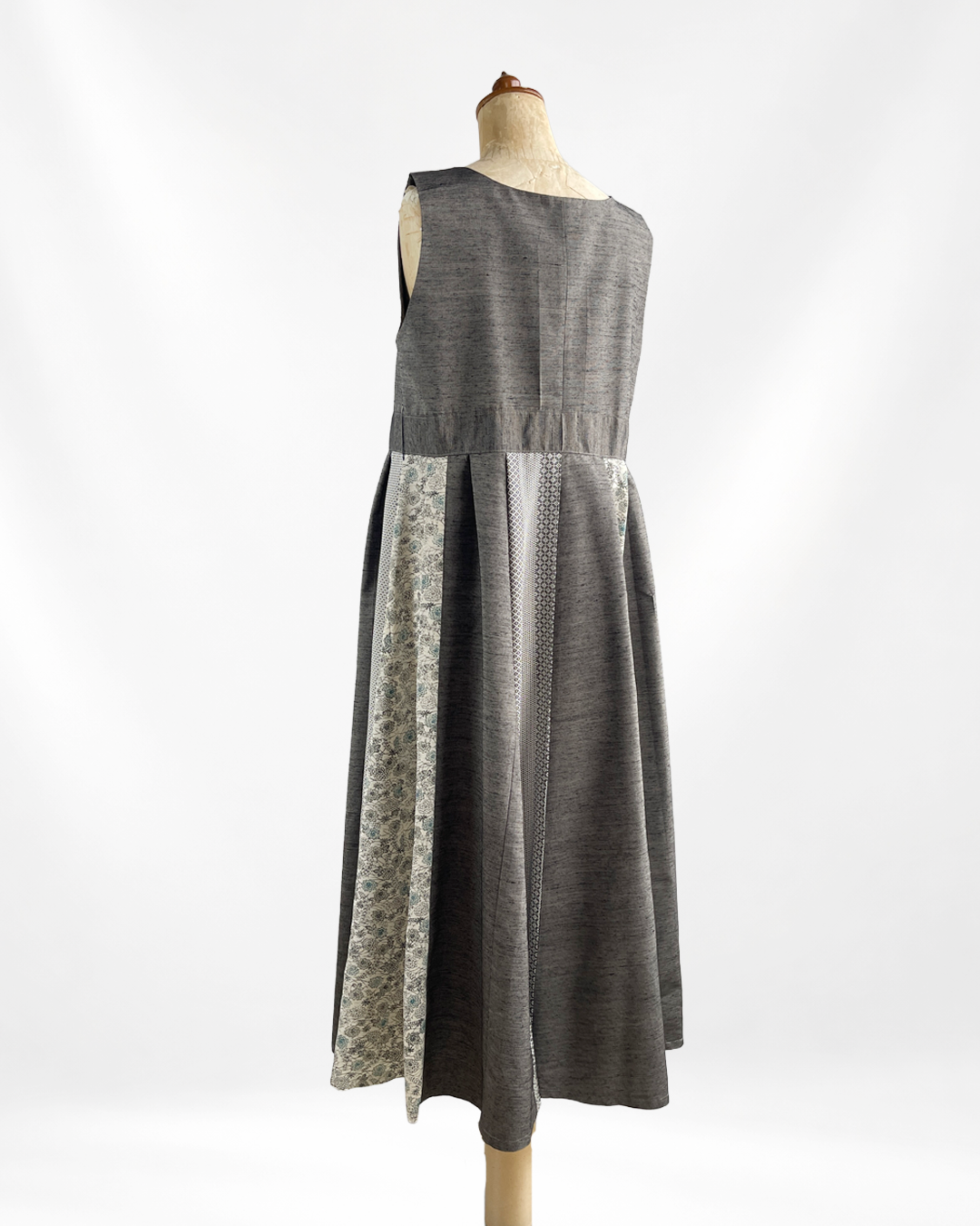 紬絹×古典柄 パッチワークワンピース  B80314