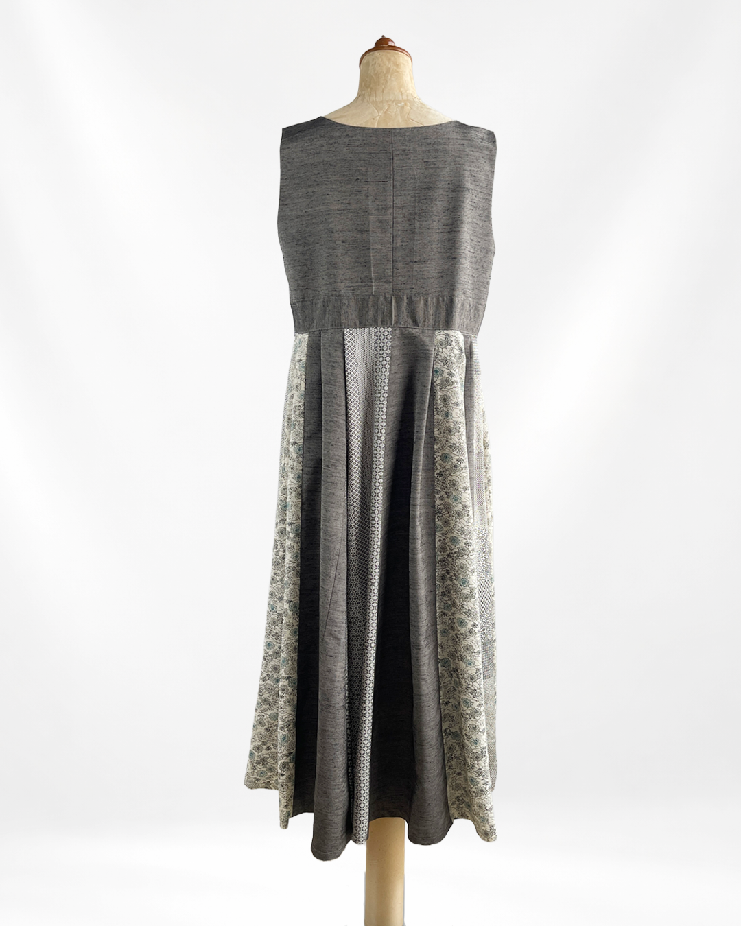 紬絹×古典柄 パッチワークワンピース  B80314