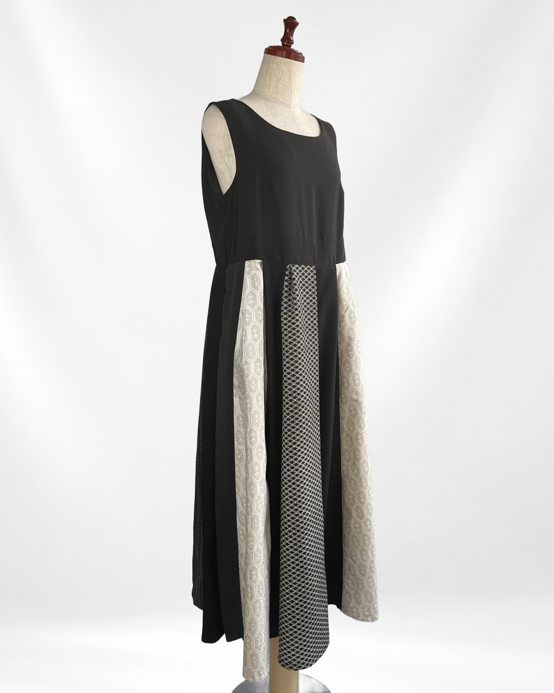 黒留袖×幾何学文様着物 パッチワークワンピース  B80316