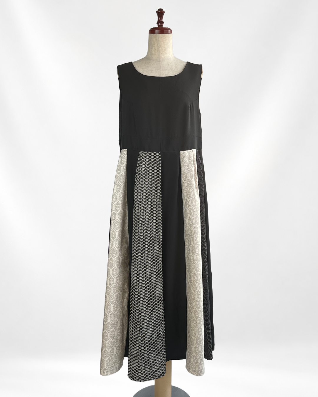 黒留袖×幾何学文様着物 パッチワークワンピース  B80316