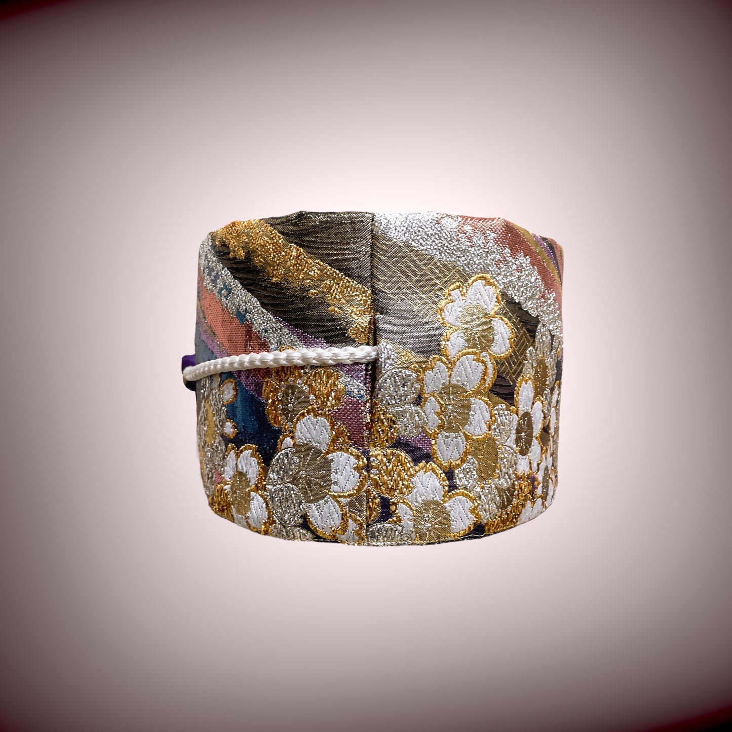 ラメ糸煌めく キラキラ刺繍帯 リバーシブル サッシュベルト ウエスト 65〜95cm  着物リメイクJ70905