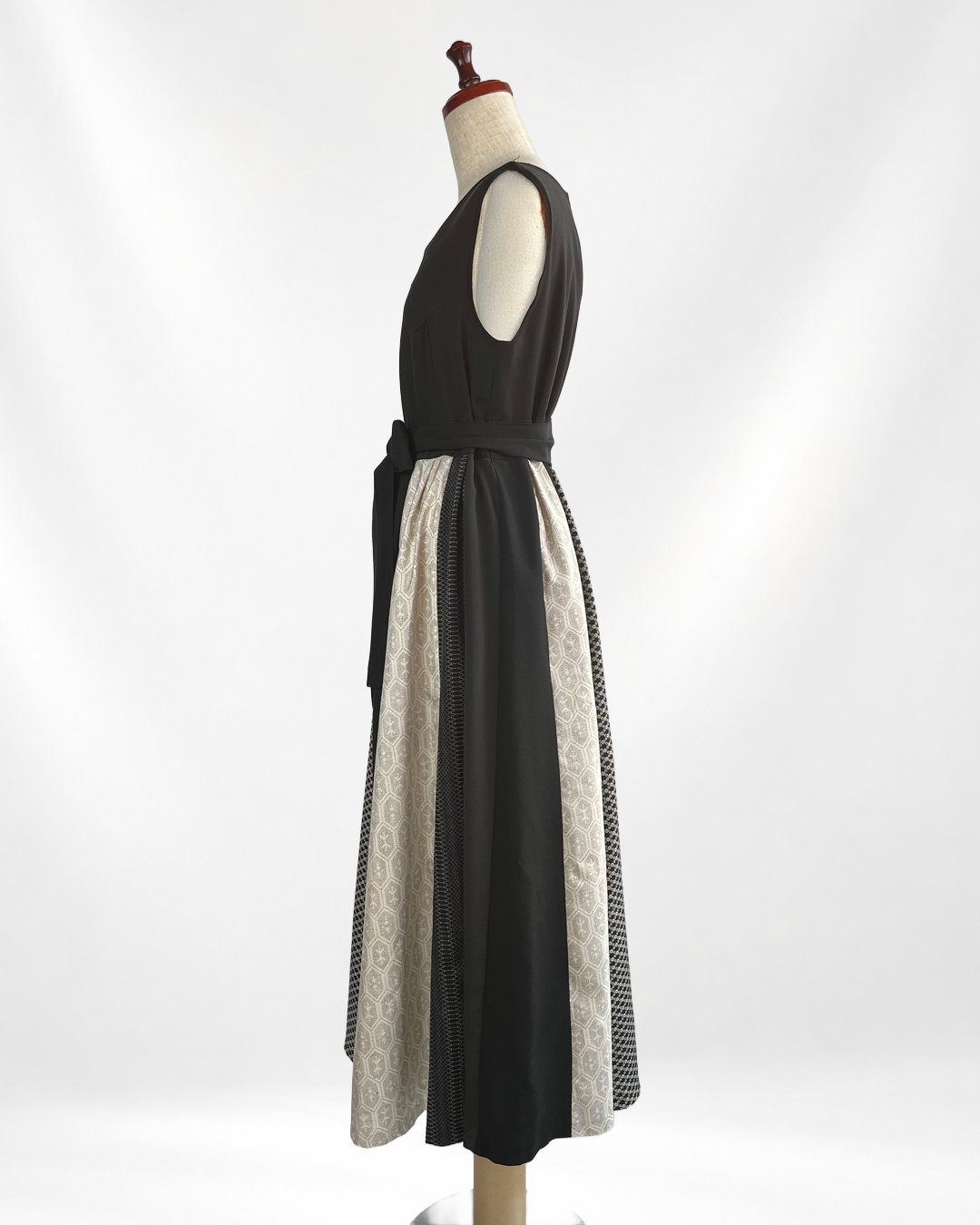黒留袖×幾何学文様着物 パッチワークワンピース  B80316