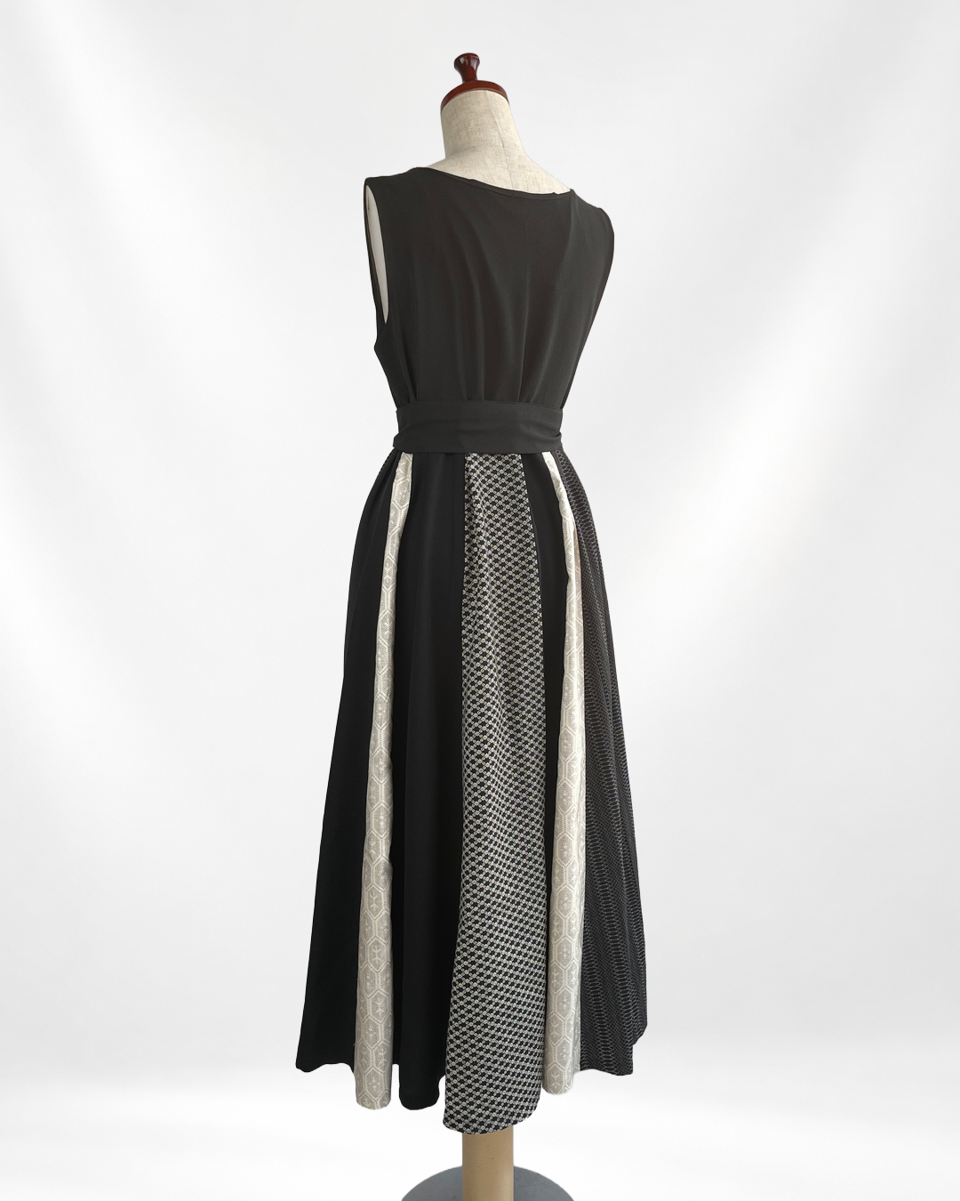 黒留袖×幾何学文様着物 パッチワークワンピース  B80316