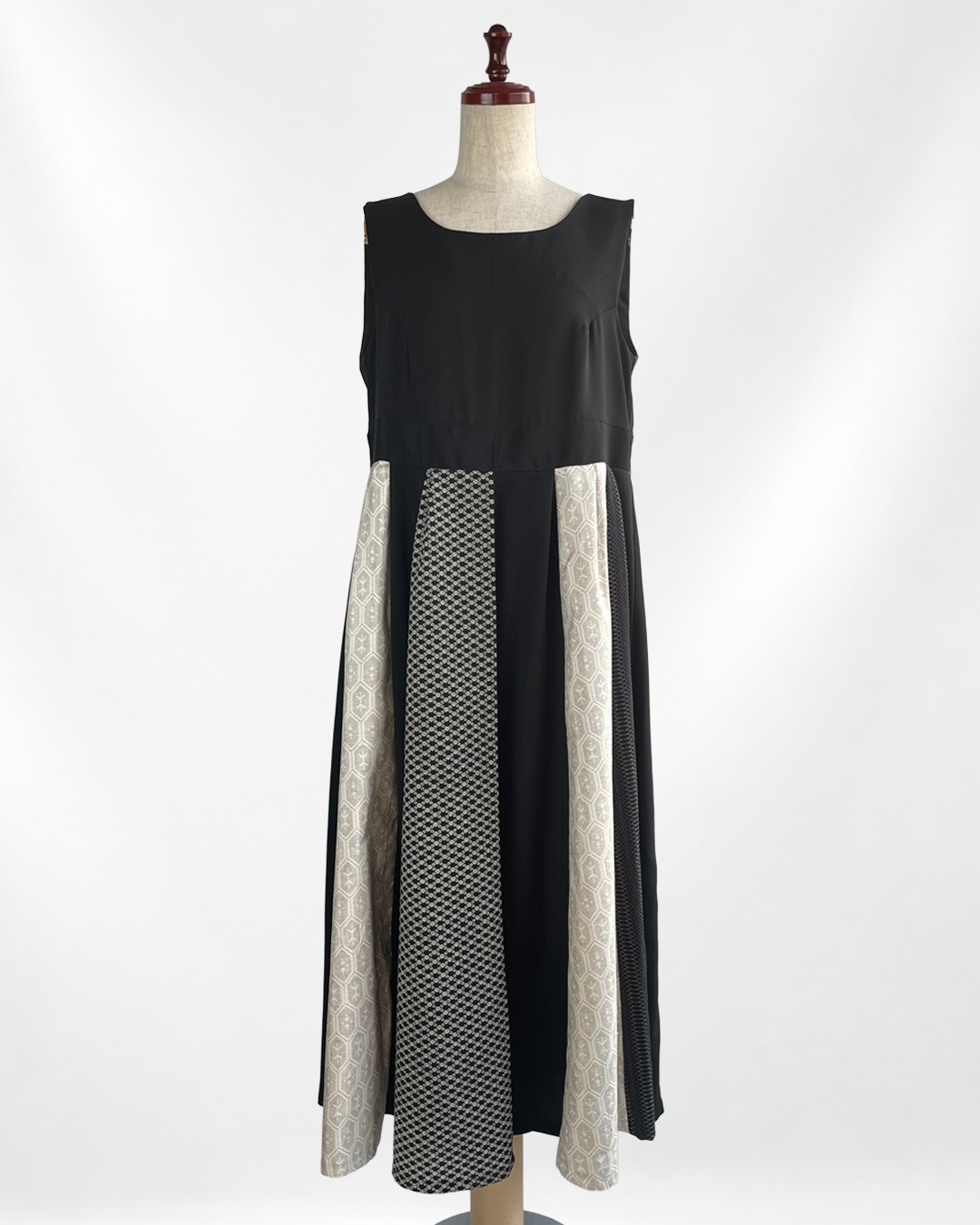 黒留袖×幾何学文様着物 パッチワークワンピース  B80316