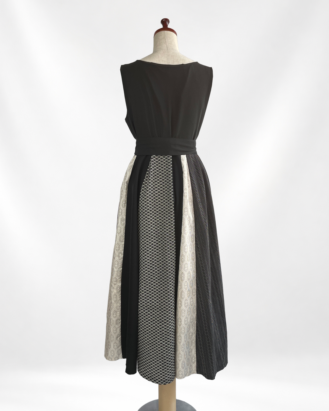 黒留袖×幾何学文様着物 パッチワークワンピース  B80316