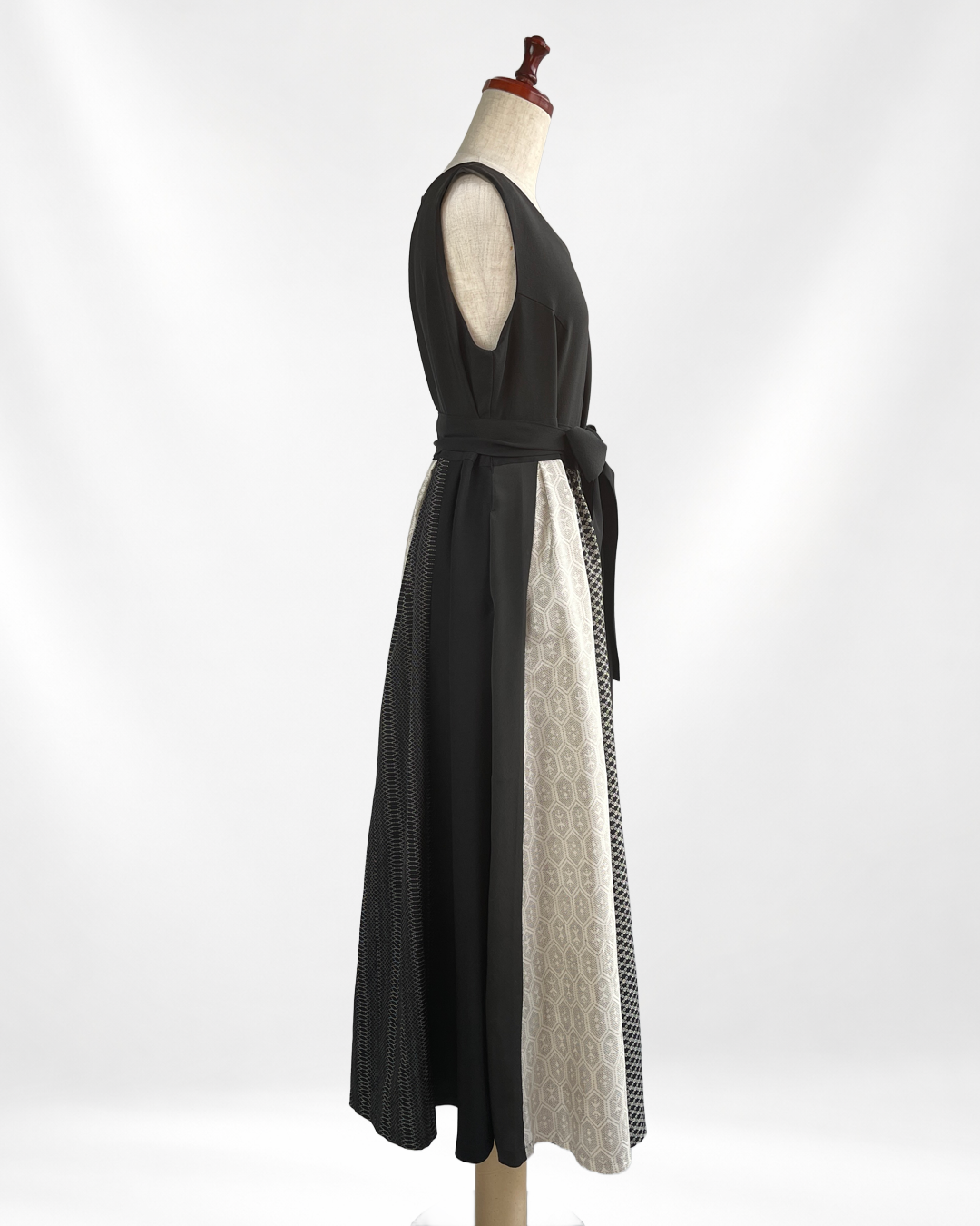 黒留袖×幾何学文様着物 パッチワークワンピース  B80316