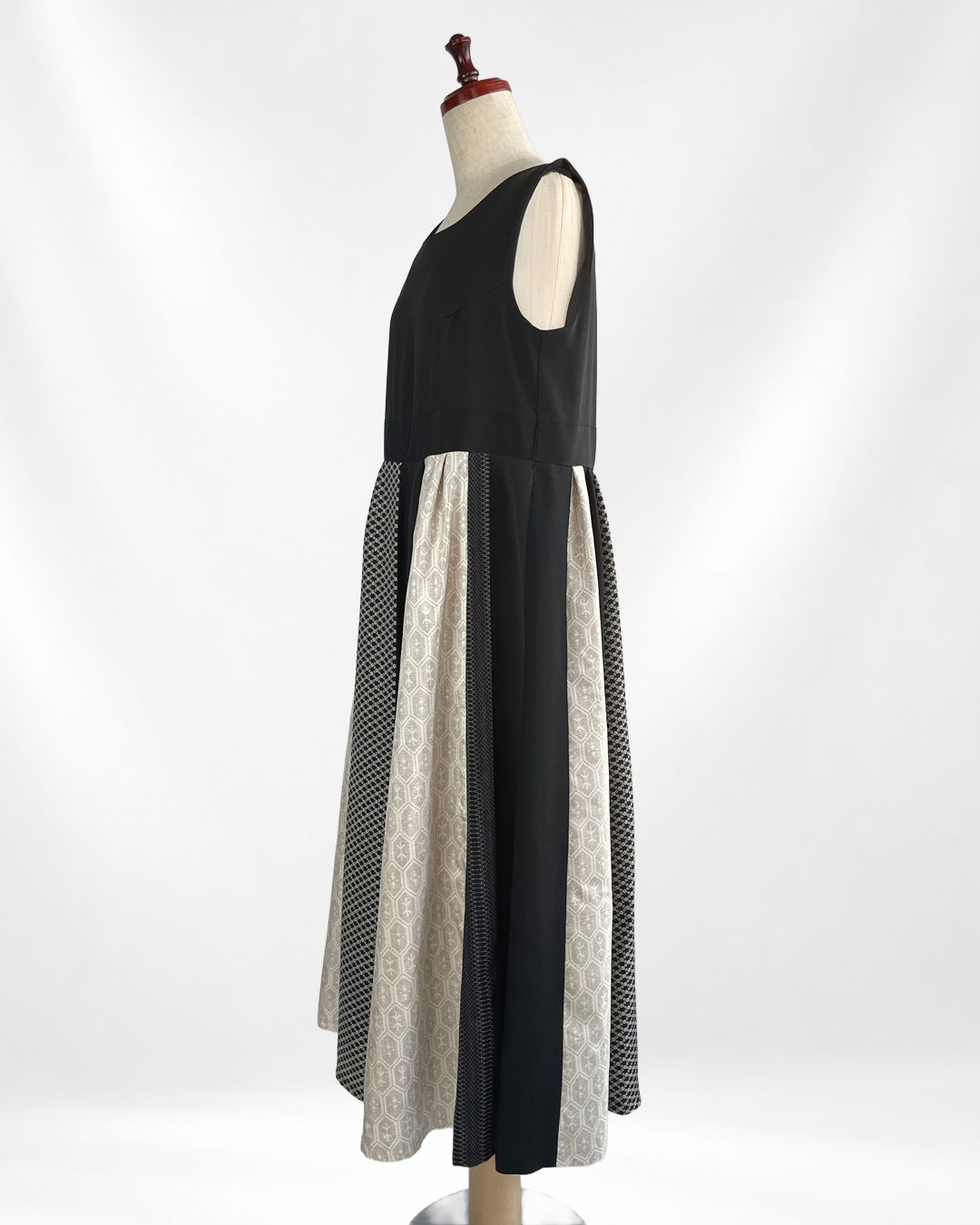黒留袖×幾何学文様着物 パッチワークワンピース  B80316