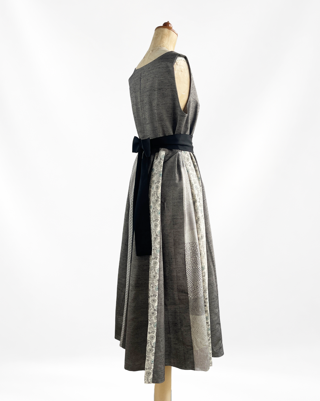 紬絹×古典柄 パッチワークワンピース  B80314