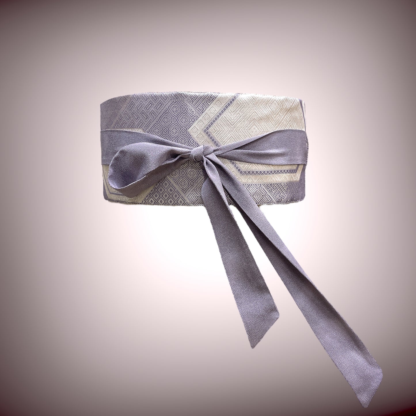 佐賀錦 正絹 煌めく刺繍帯 サッシュベルト リボン鮫小紋 高級感 ウエスト 65〜95cm J70909