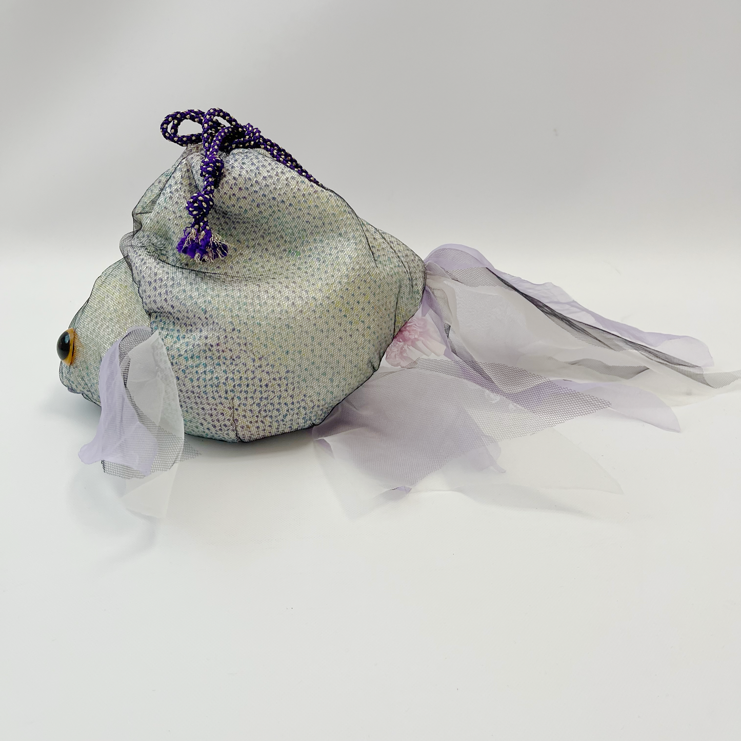 金魚バッグ 絞り着物 緑紫