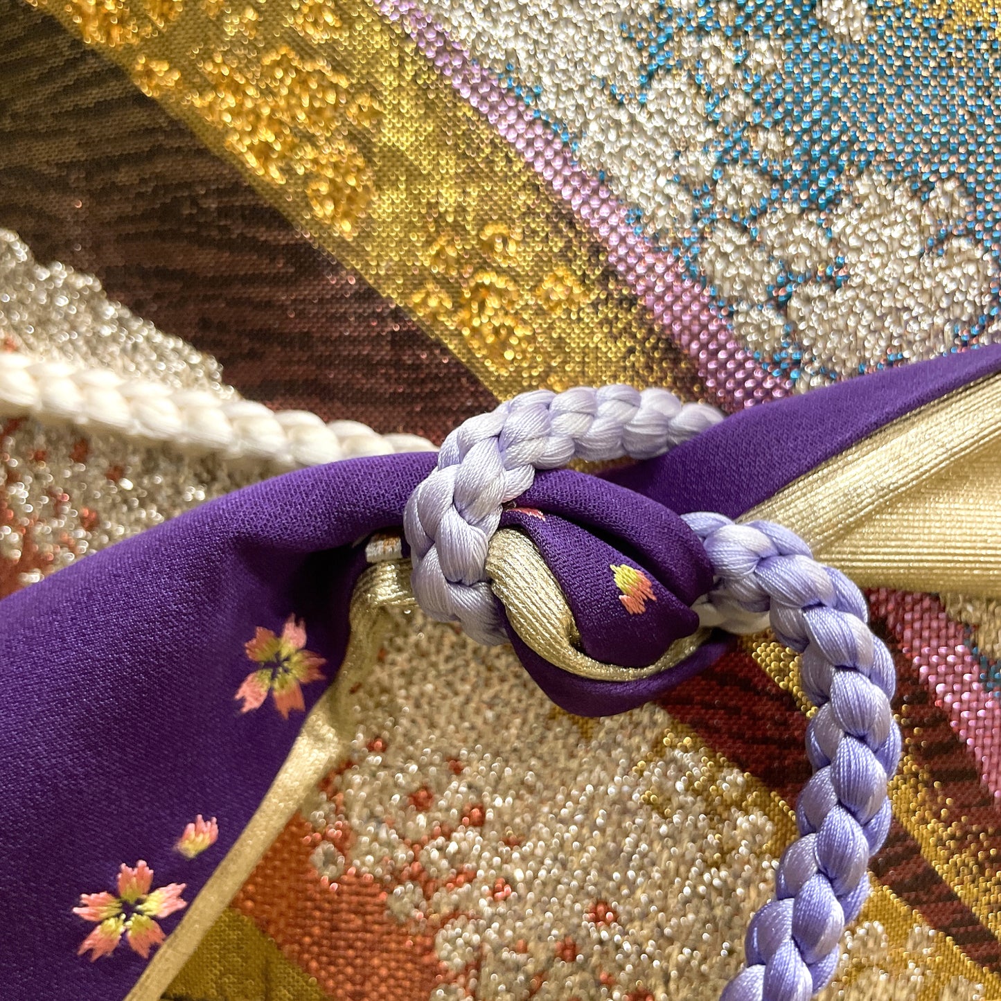 ラメ糸煌めく キラキラ刺繍帯 リバーシブル サッシュベルト ウエスト 65〜95cm  着物リメイクJ70905