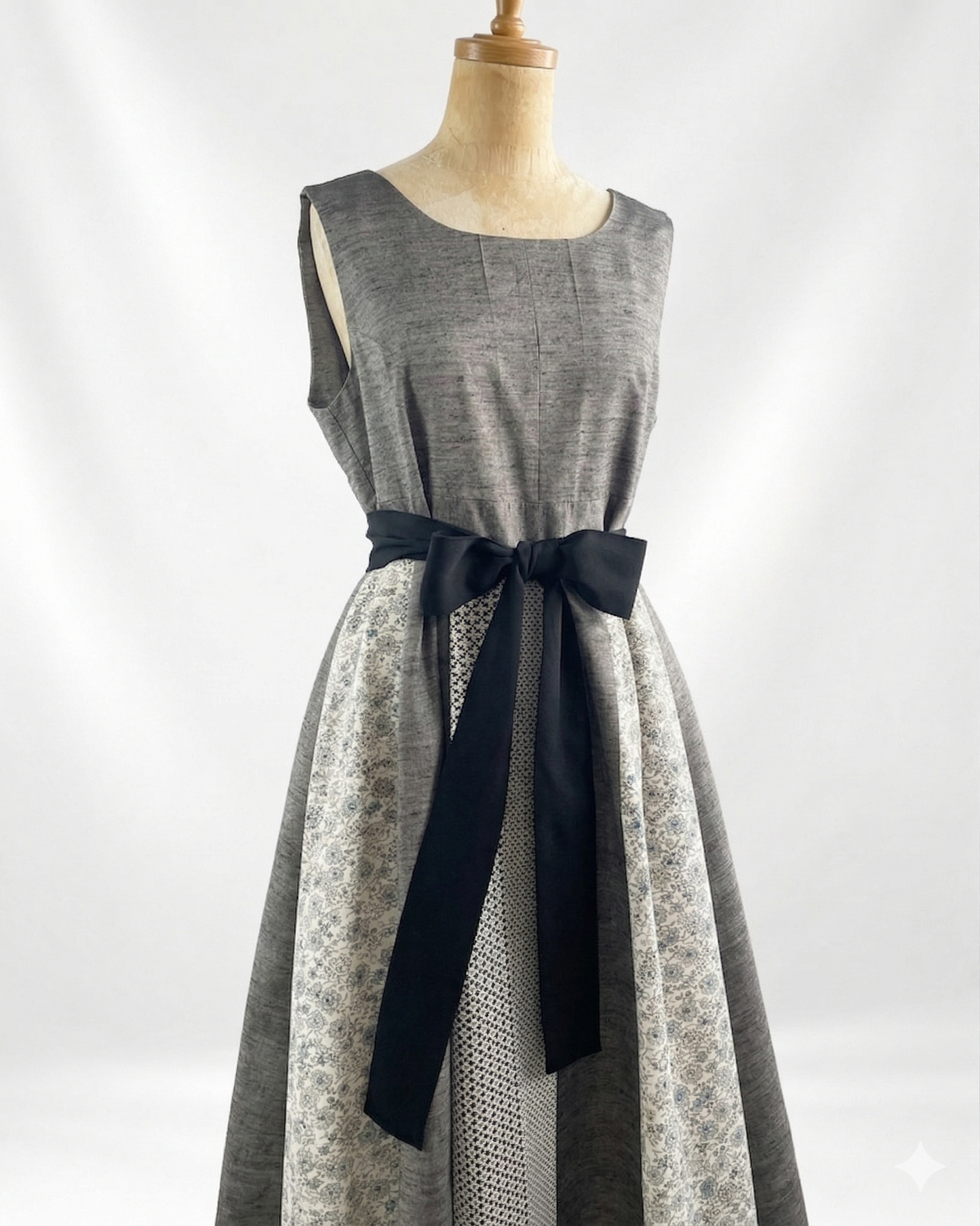 紬絹×古典柄 パッチワークワンピース  B80314