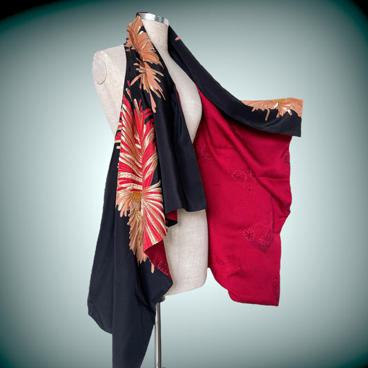 留袖 裏赤 スクエア変型ジレ リバーシブル