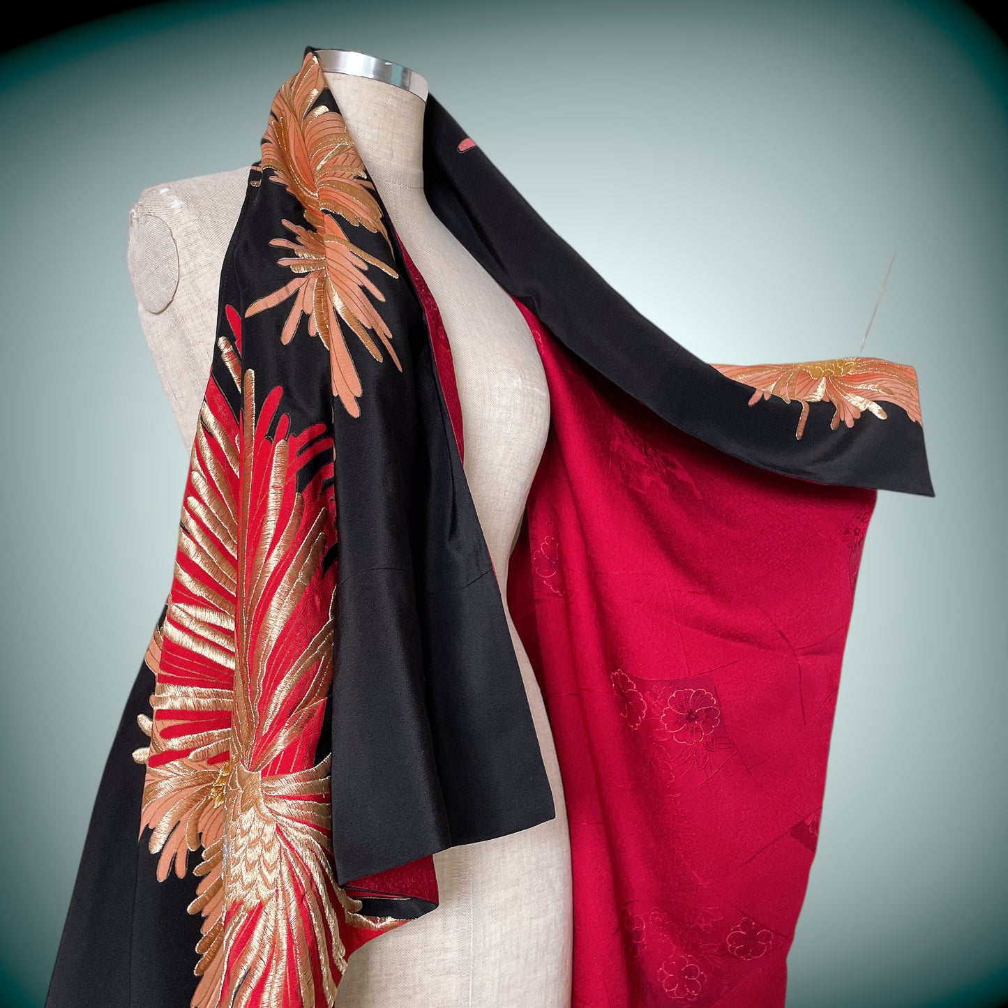 留袖 裏赤 スクエア変型ジレ リバーシブル