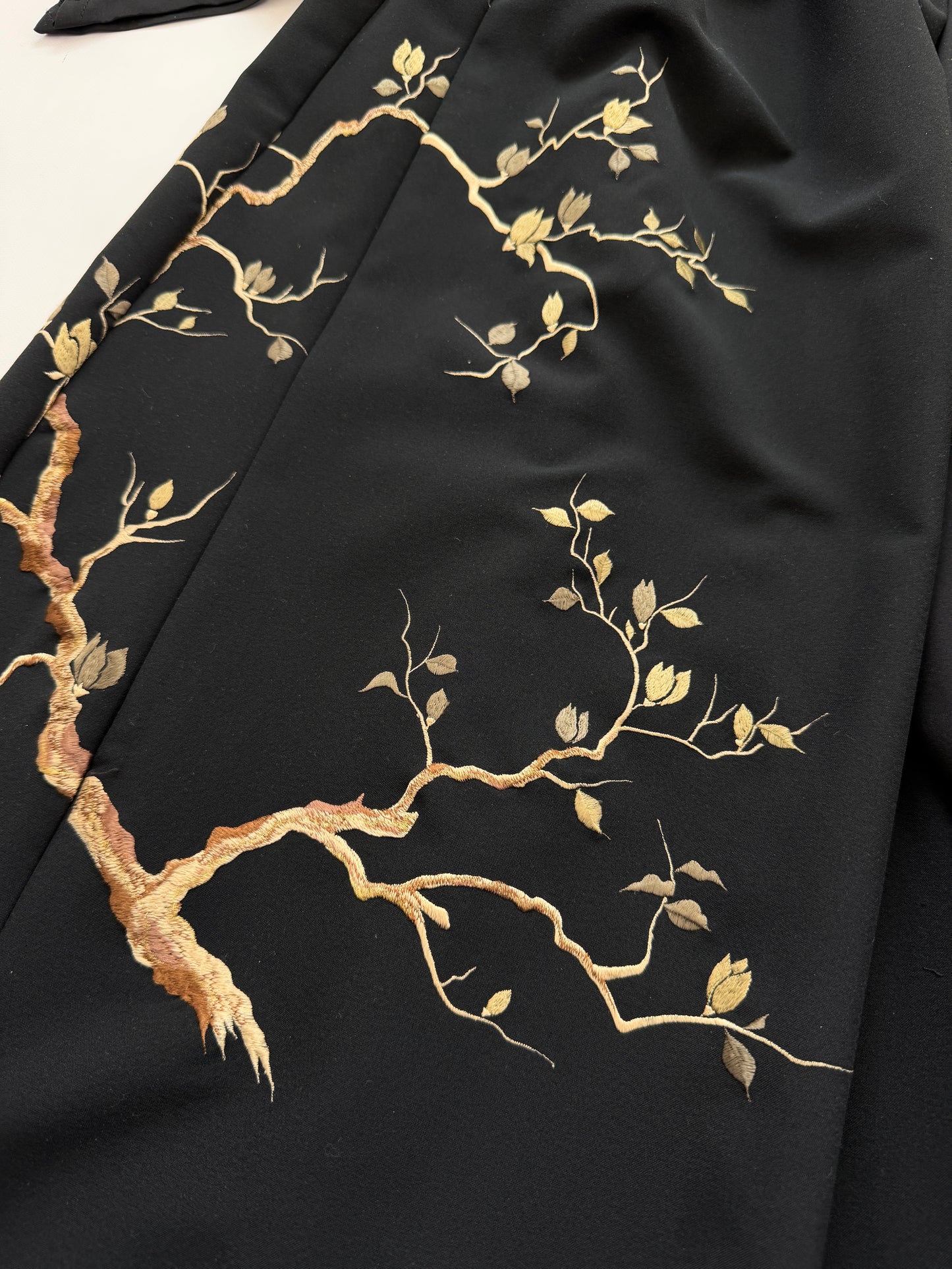 黒無地×枝金刺繍 フレアワイドパンツ セットアップ