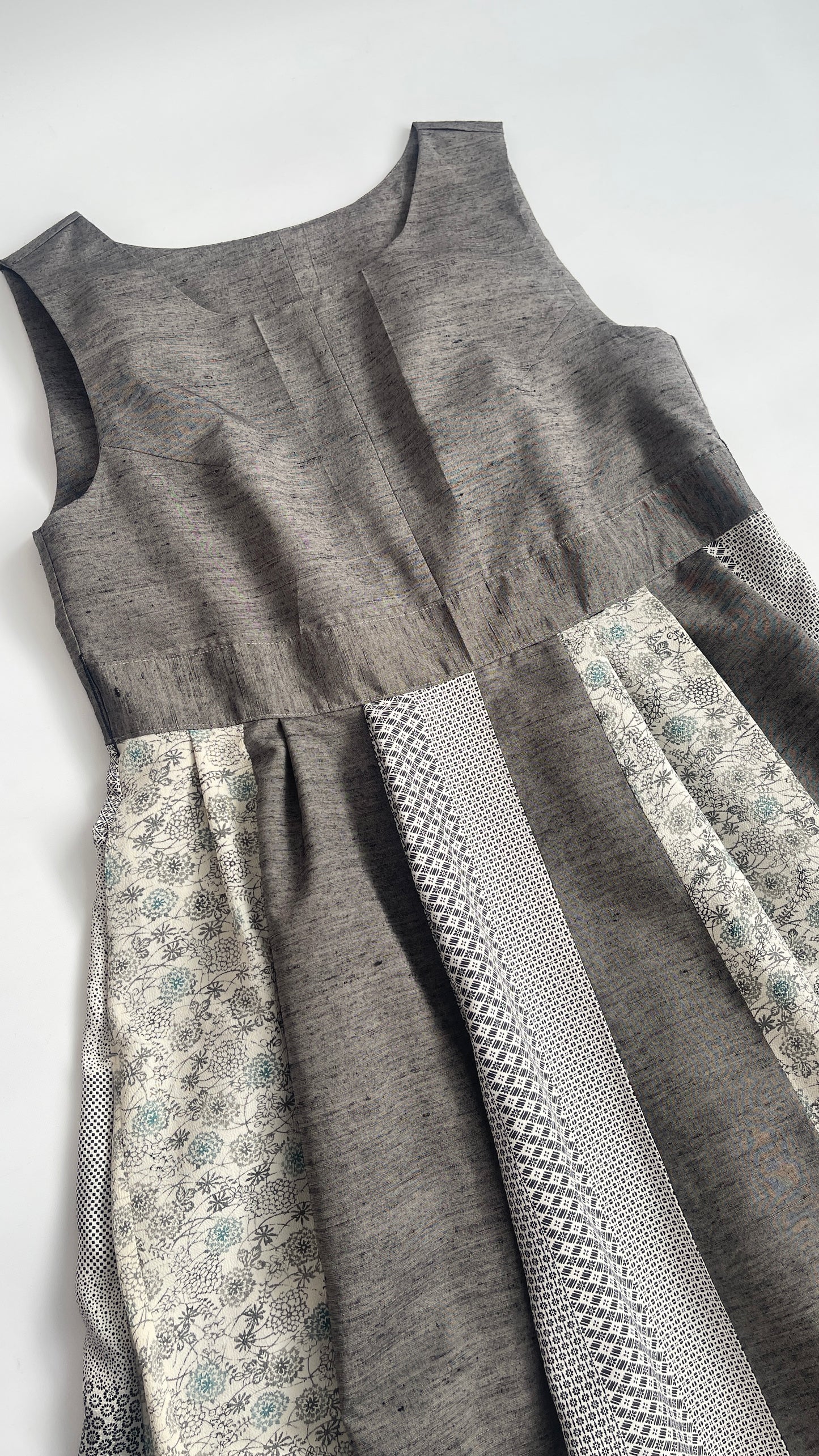 紬絹×古典柄 パッチワークワンピース  B80314