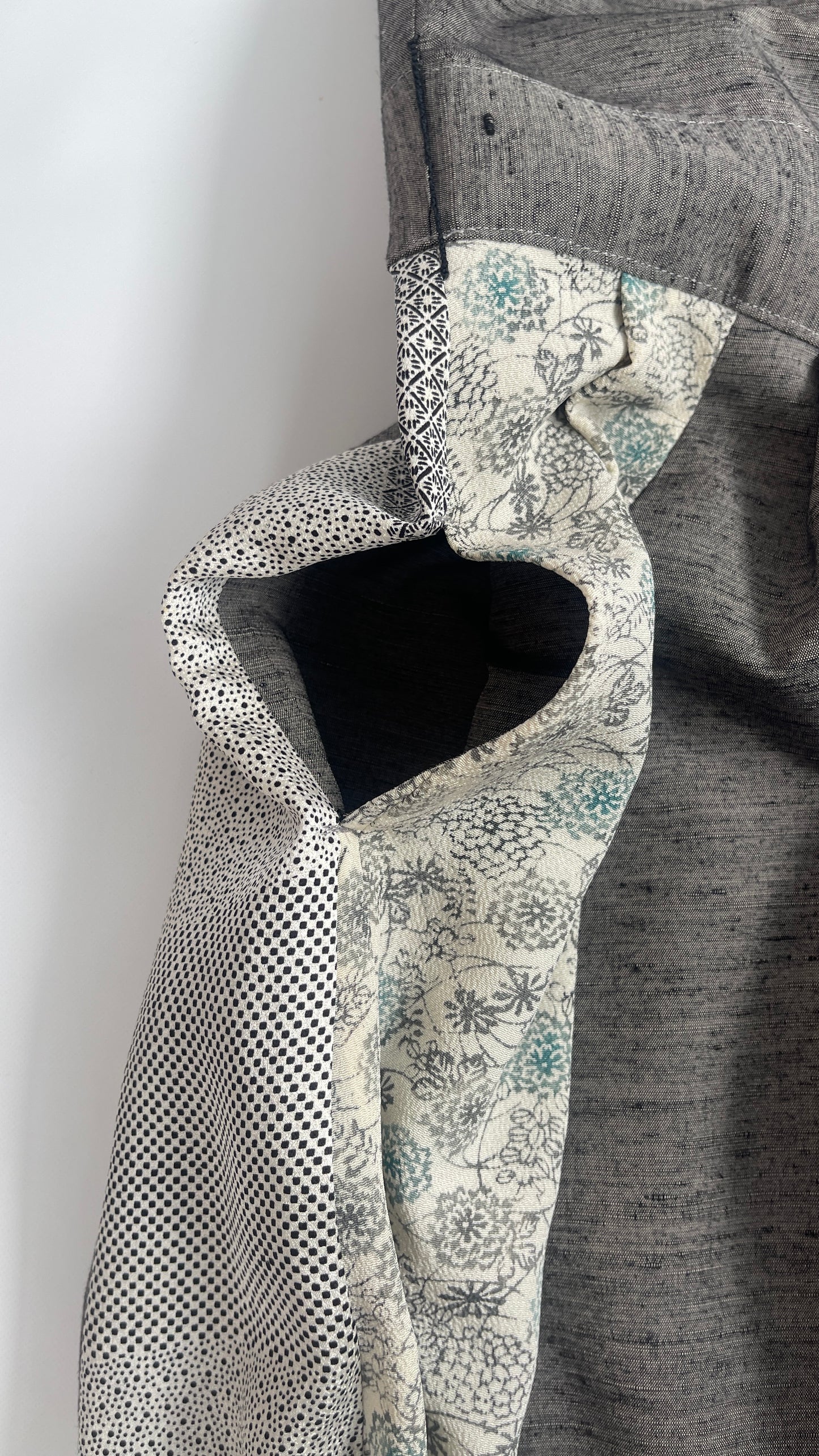 紬絹×古典柄 パッチワークワンピース  B80314