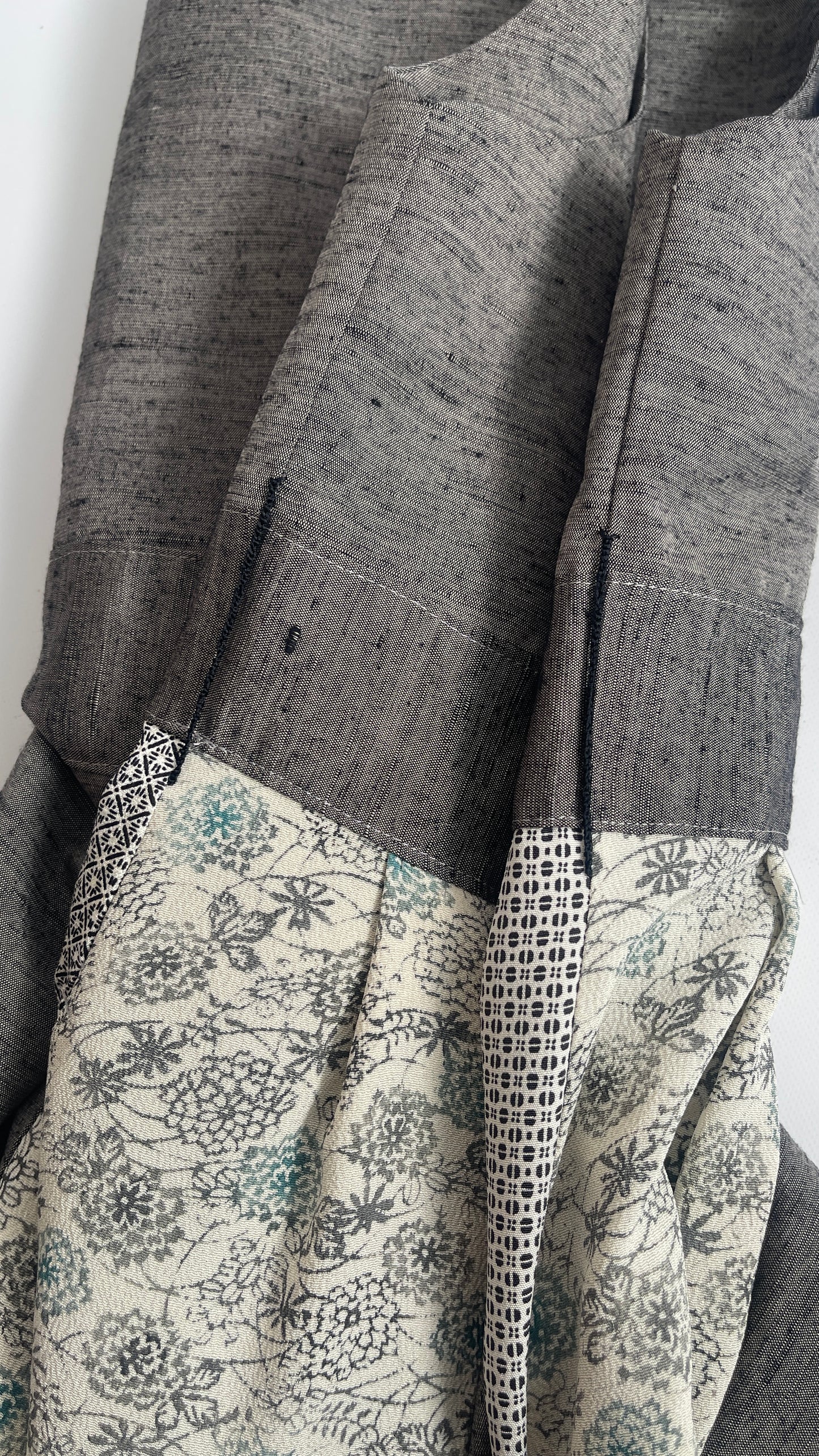 紬絹×古典柄 パッチワークワンピース  B80314