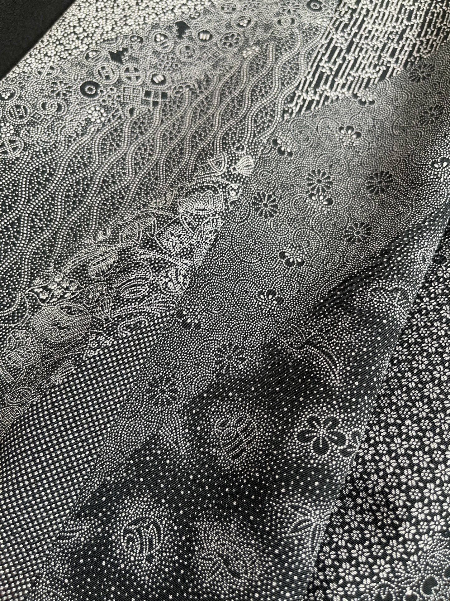 伝統工芸士 保科土山 最高級浜ちりめん1等品 プレミアムアクセントカラーワンピース | 黒×グレー