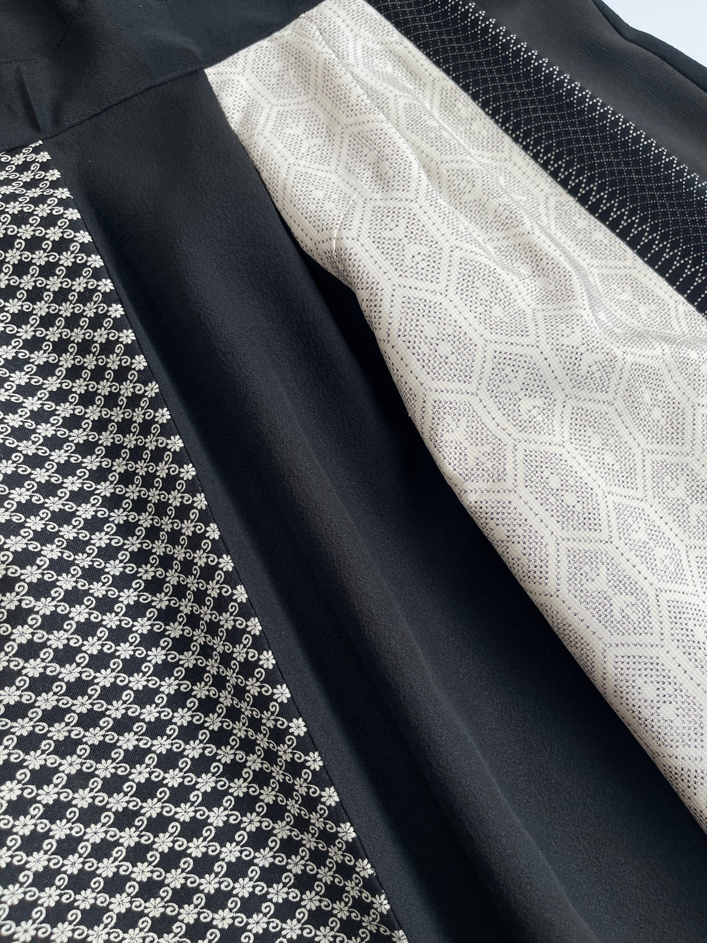 黒留袖×幾何学文様着物 パッチワークワンピース  B80316