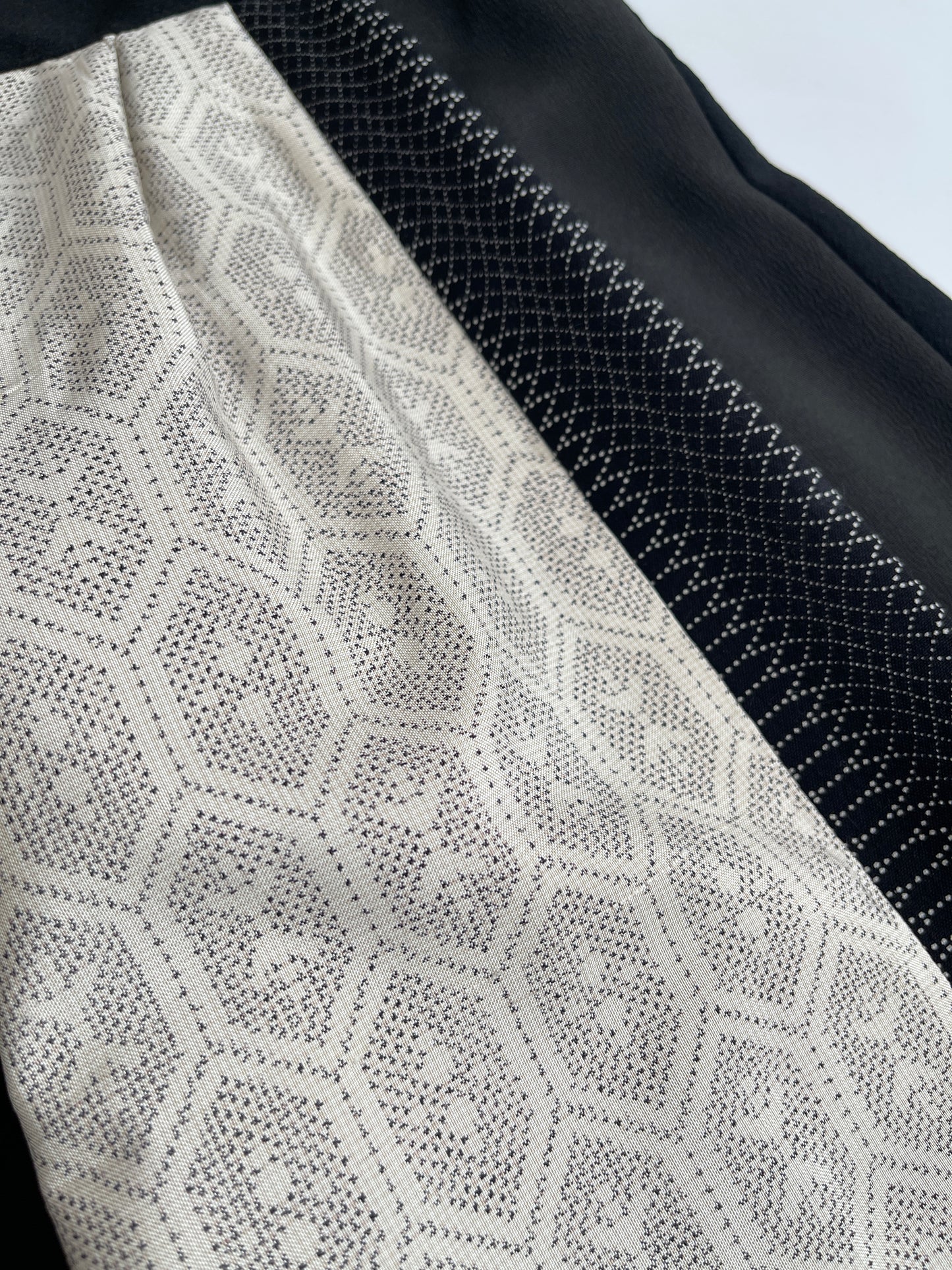 黒留袖×幾何学文様着物 パッチワークワンピース  B80316