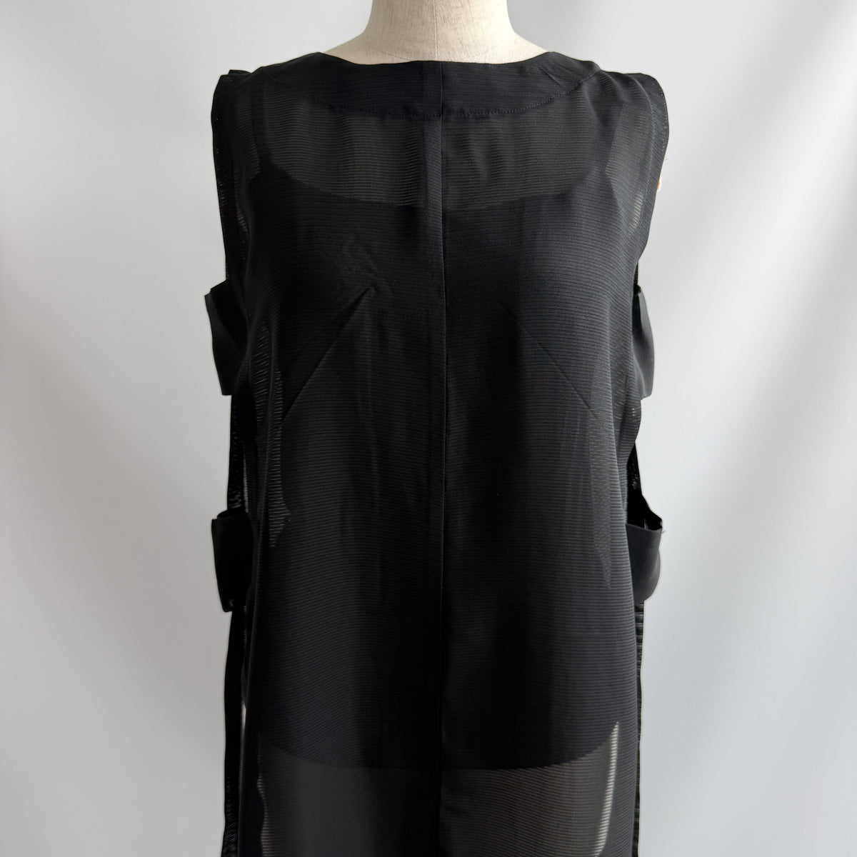 黒絽 レイヤードロングジレ ストレート シアー着物 Kimono sheer Layered Long Gilet